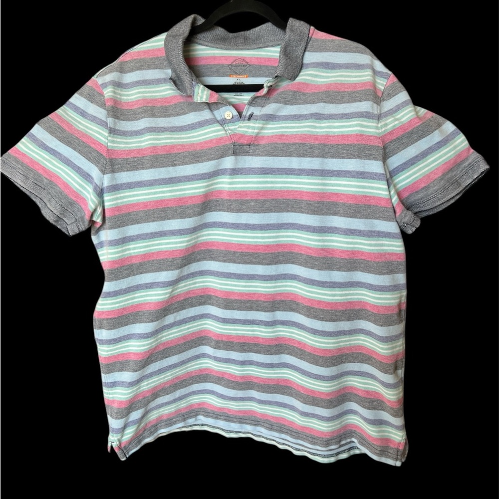 St. John’s Bay Polo Shirt multi color striped XL performance polo shirt